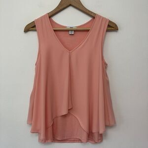 Bar III Womens Layered Split-Back Tank Top Size XS Peach